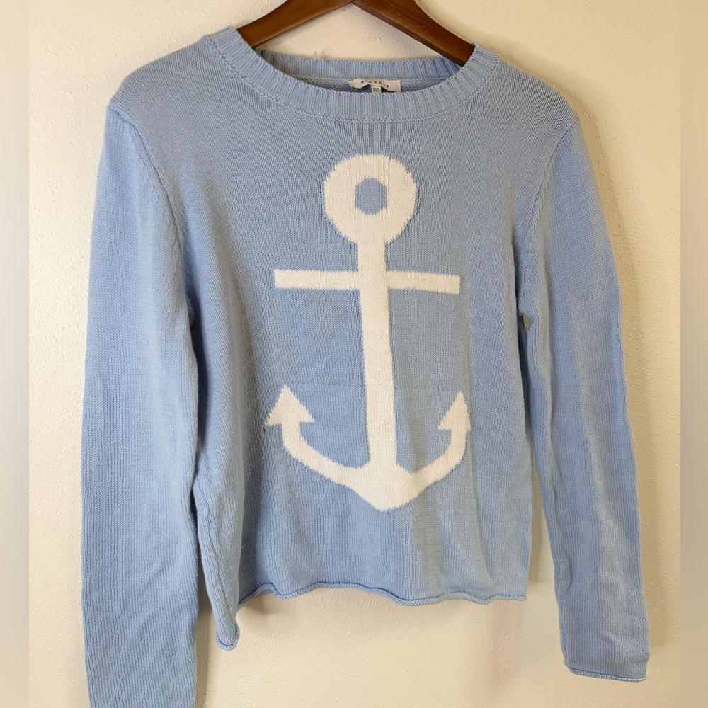 J.Crew Factory Anchor Sweater Blue Nautical Cotton Knit XS